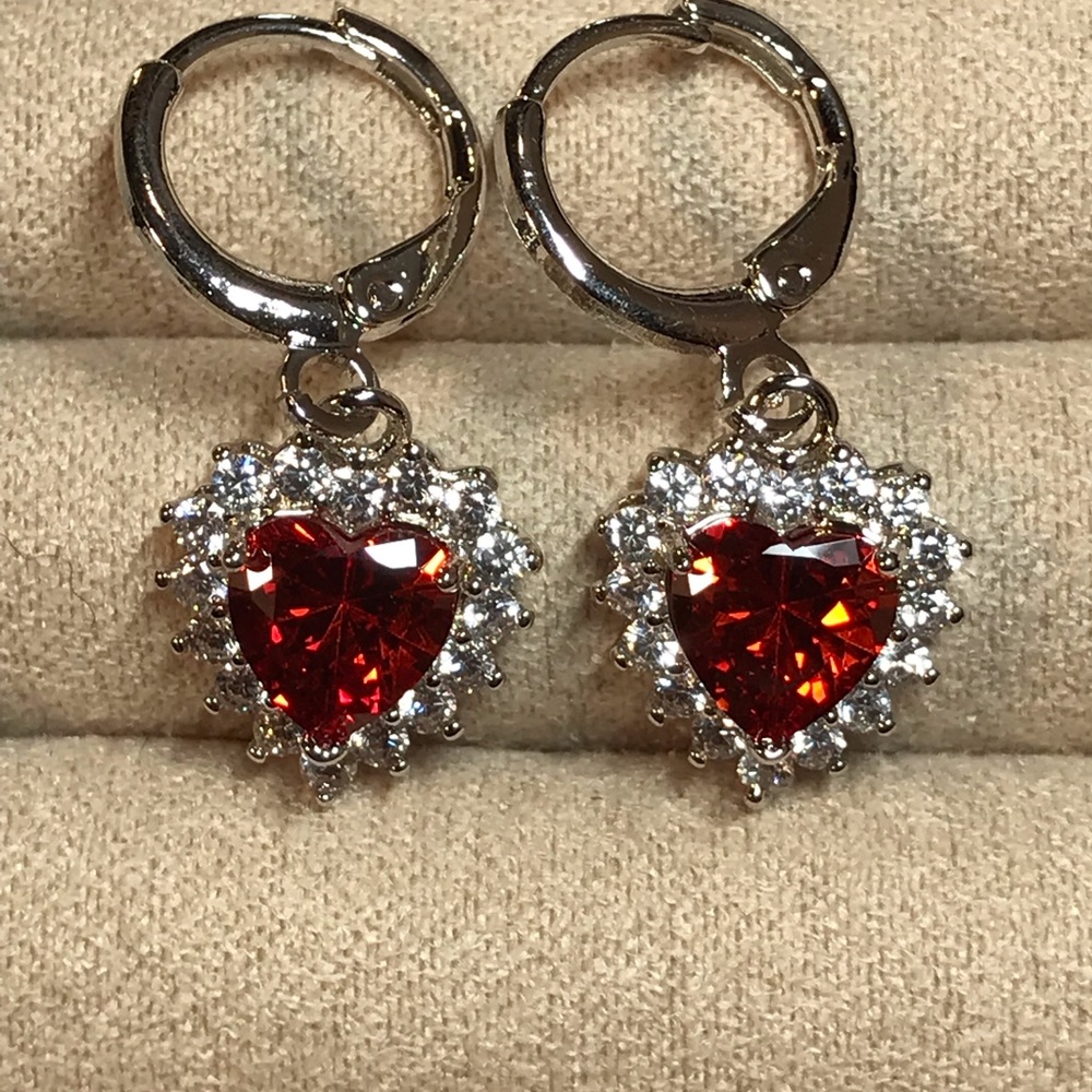 18KGP Ruby Red Zircon w/CZ Stones